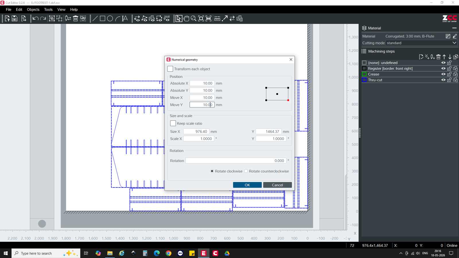 Select all, then Right Click > Numerical Geometry. In the Numerical Geometry dialog box, select Rotate Clockwise.
